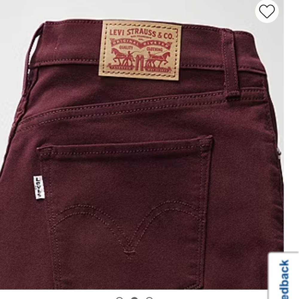 Levis Women Classic Straight Leg Jeans Burgundy Pants Size 16 - Picture 3 of 6